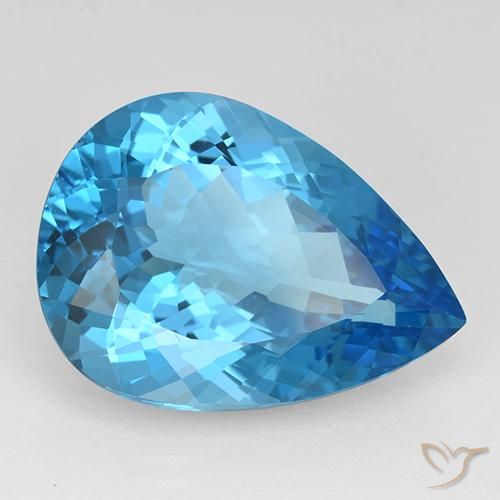 Topaze Bleu Suisse naturelle En forme de poire, 21.70 ct, IF