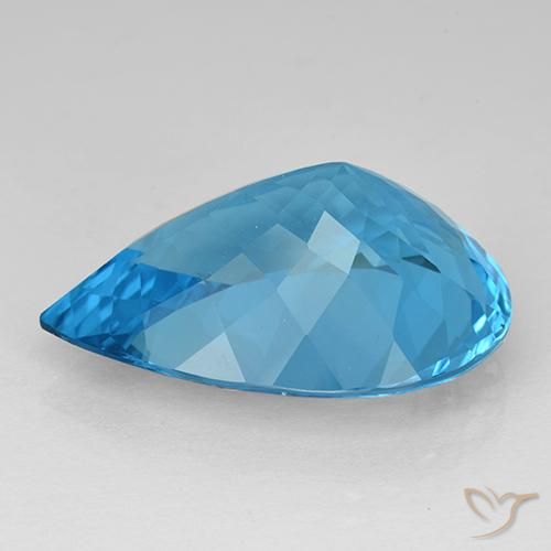 Topaze Bleu Suisse naturelle En forme de poire, 21.70 ct, IF