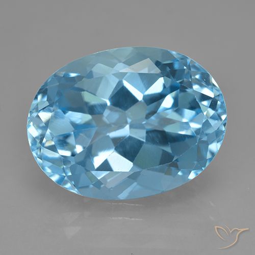 Topaze bleue naturelle coupe ovale, 24,36 ct, VVS