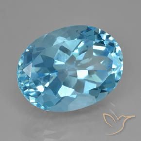 Topaze bleue naturelle coupe ovale, 24,36 ct, VVS