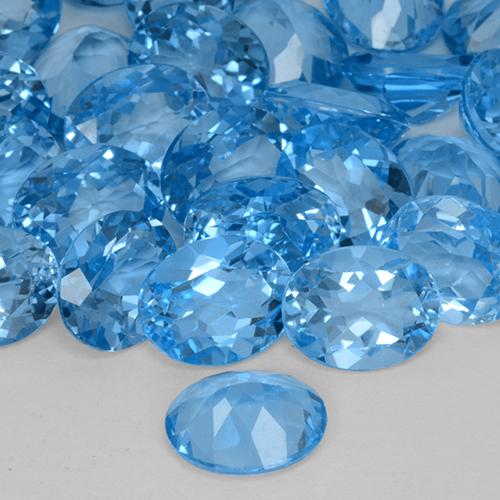 Topaze Bleu Suisse naturelle ovale, 3.08 ct, VVS-VS