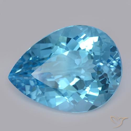 Topaze Bleu Suisse naturelle En forme de poire, 32,57 ct, VVS