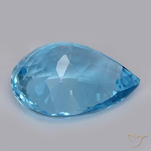 Topaze Bleu Suisse naturelle En forme de poire, 32,57 ct, VVS