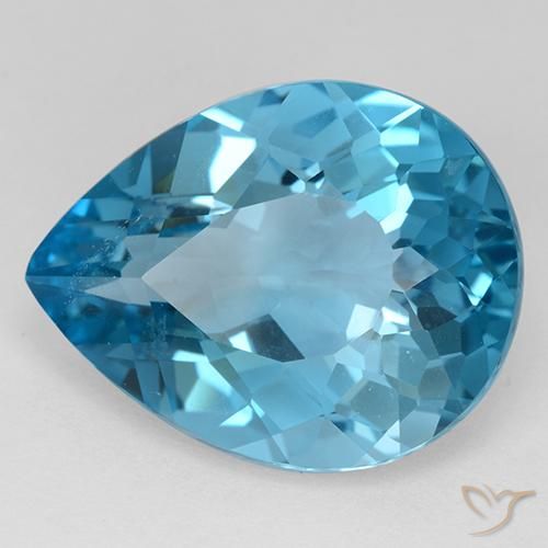 Topaze Bleu Suisse naturelle En forme de poire, 30.91 ct, VVS