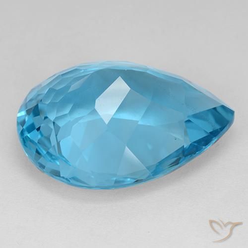 Topaze Bleu Suisse naturelle En forme de poire, 30.91 ct, VVS