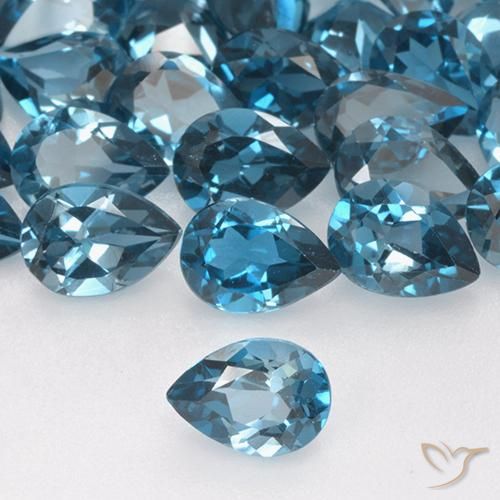 Topaze Bleu Londres naturelle En forme de poire, 0.79 ct, VVS-VS
