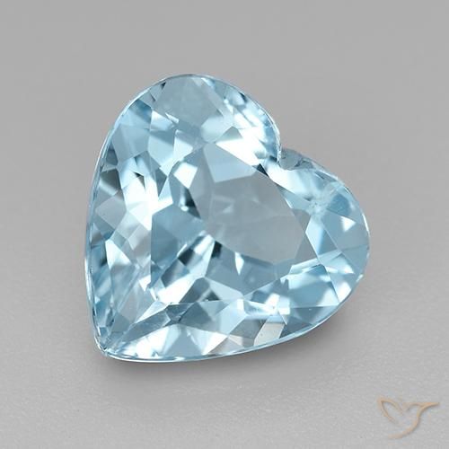 Topaze Bleu ciel naturelle Cœur, 4.06 ct, VVS-VS