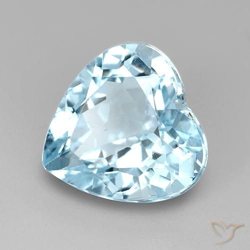 Topaze Bleu ciel naturelle Cœur, 4.28 ct, VVS-VS