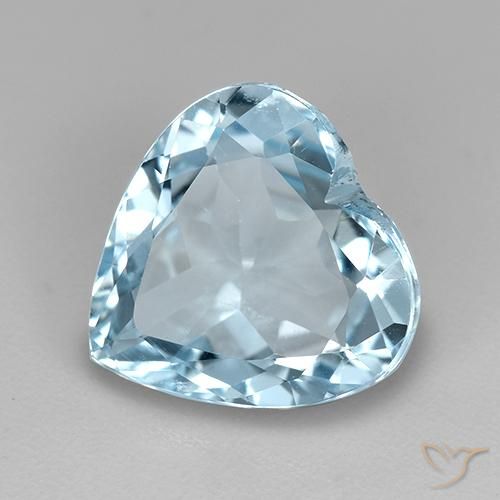 Topaze Bleu ciel naturelle Cœur, 3.81 ct, VVS-VS
