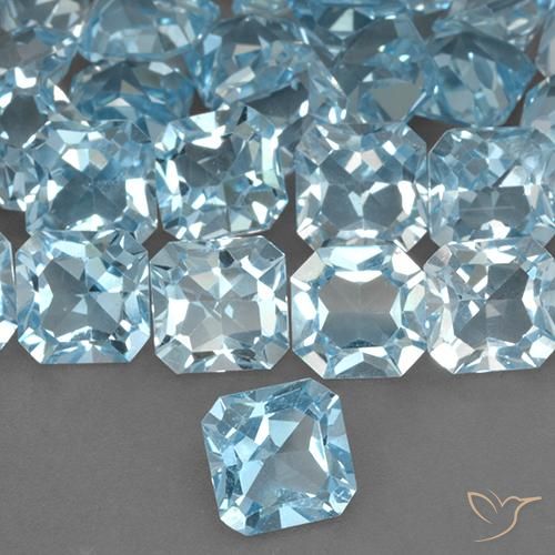 Topaze Bleu ciel naturelle Octogone / coupe Émeraude, 3.04 ct, VVS-VS