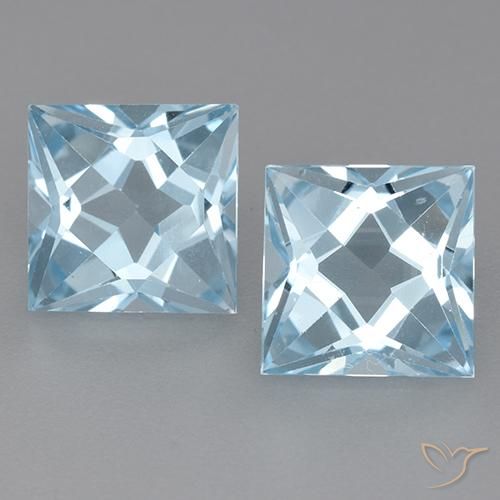6.58ctw Naturel Bleu ciel Topaze, Carré, VVS