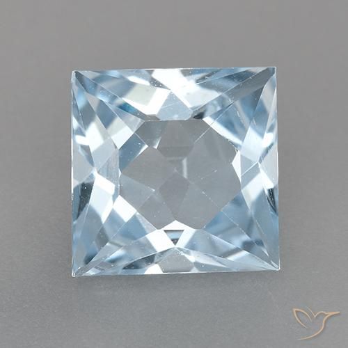 Topaze bleue naturelle carré, 2,89 ct, VVS-VS
