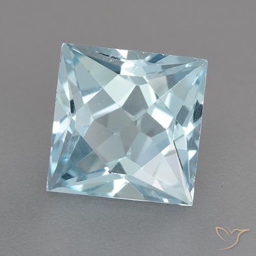 Topaze Bleu ciel naturelle Carré, 3.18 ct, VVS-VS