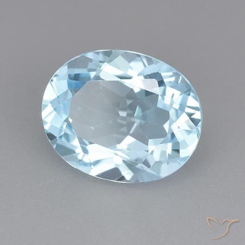 Topaze Bleu ciel naturelle Coupe ovale, 3.12 ct, VVS