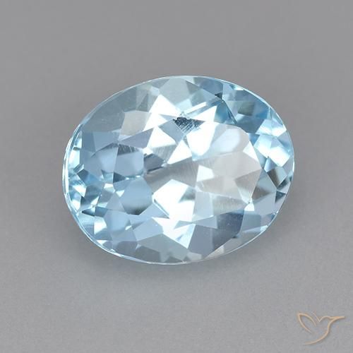 Topaze Bleu ciel naturelle ovale, 3.44 ct, VVS-VS