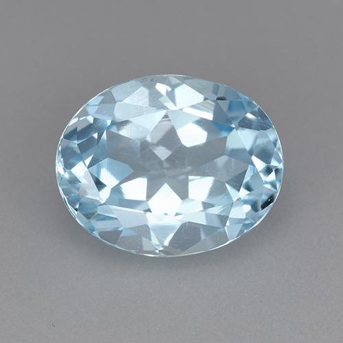 Topaze bleue naturelle coupe ovale, 3,19 ct, VVS