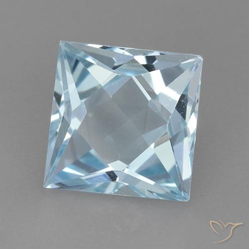 Topaze Bleu ciel naturelle Carré, 3.25 ct, VVS-VS