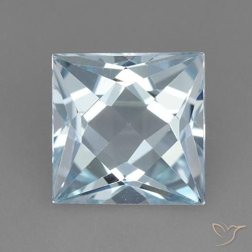3.32ct Naturel Bleu ciel Topaze, Carré, VVS