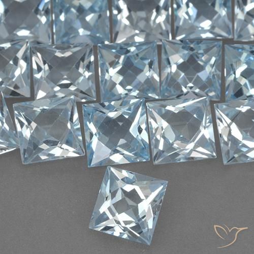 Topaze Bleu ciel naturelle Carré, 2.08 ct, VVS-VS