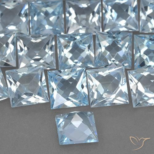Topaze Bleu ciel naturelle Carré, 2.08 ct, VVS-VS