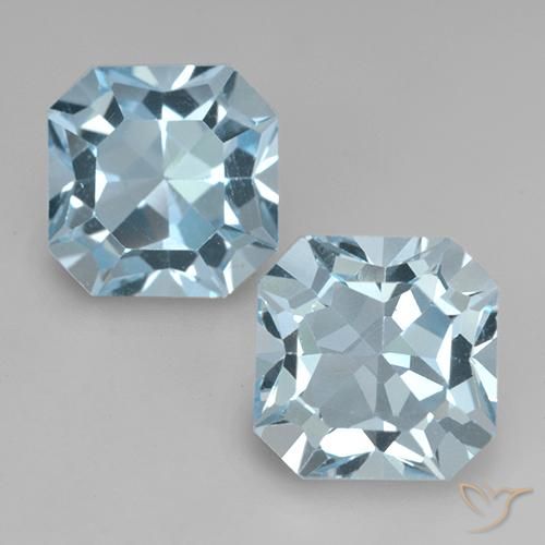 8.78ctw Naturel Bleu ciel Topaze, Taille émeraude, VVS