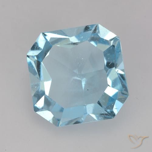 Topaze Bleu ciel naturelle Octogone / coupe Émeraude, 4.11 ct, VVS-VS