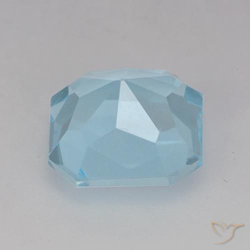 Topaze Bleu ciel naturelle Octogone / coupe Émeraude, 4.11 ct, VVS-VS