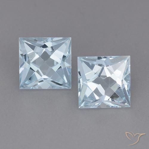 4.06ctw Naturel Bleu ciel Topaze, Carré, VVS-VS