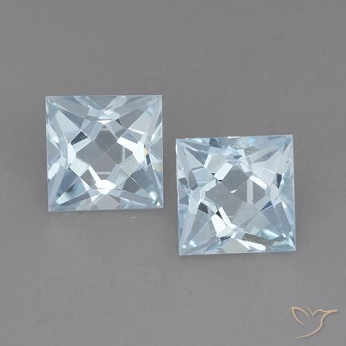4.16ctw Naturel Bleu ciel Topaze, Carré, VVS-VS