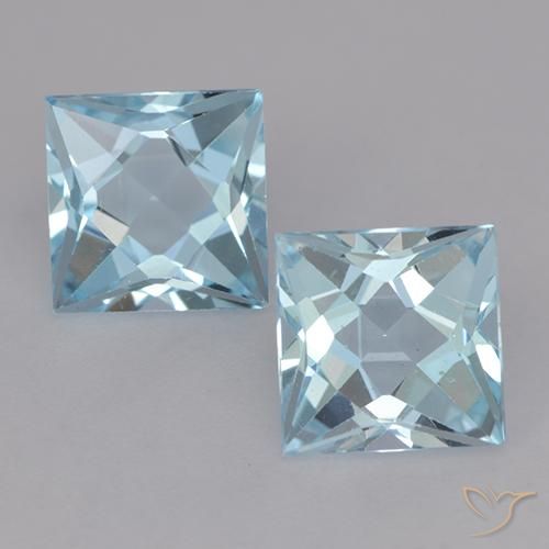 4.02ctw Naturel Bleu ciel Topaze, Carré, VVS-VS