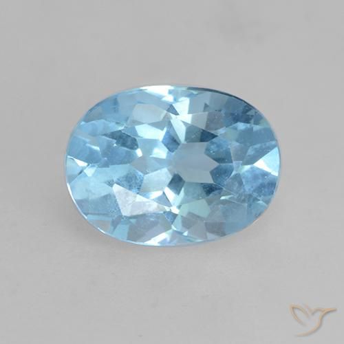 Topaze Bleu Suisse naturelle ovale, 1.24 ct, VVS-VS