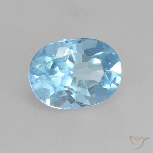 Topaze Bleu Suisse naturelle ovale, 1.24 ct, VVS-VS