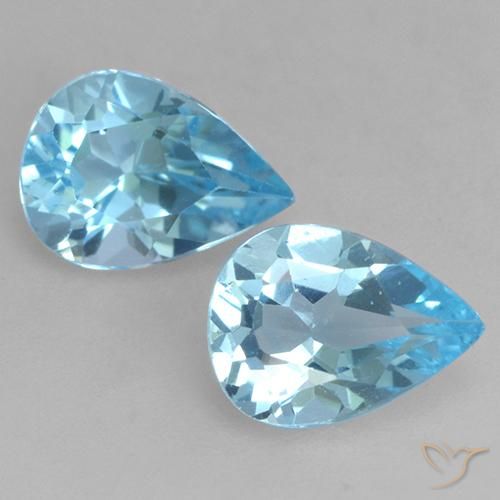 1.53ctw Naturel Bleu Suisse Topaze, En forme de poire, VVS-VS