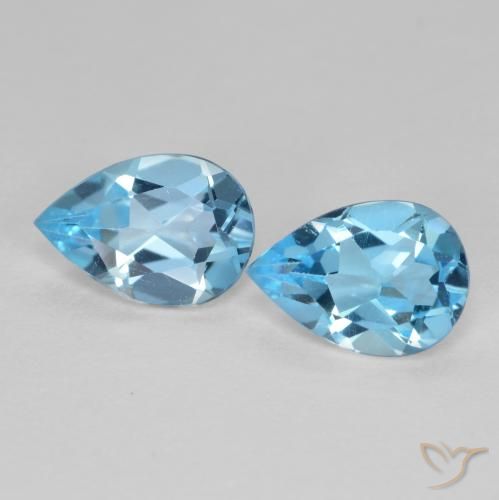 1.57ctw Naturel Bleu Suisse Topaze, En forme de poire, VS