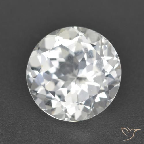 Topaze blanche de 4,29 carats,, Tour Topaze en vrac du Brésil, Gemme naturelle non traitée, 10,1 mm, Photo A