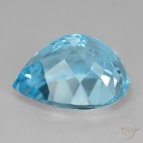 Topaze Bleu Suisse naturelle En forme de poire, 12.74 ct, VVS