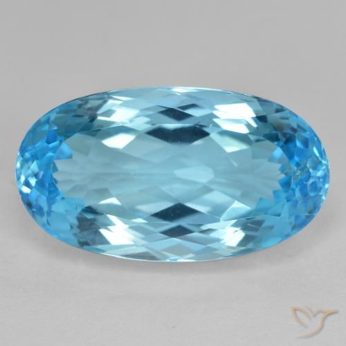 Topaze Bleu Suisse naturelle ovale, 13.52 ct, VS