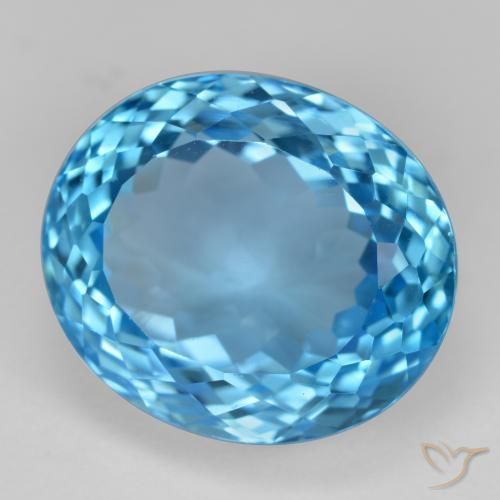 Topaze Bleu Suisse naturelle ovale, 17.73 ct, VVS