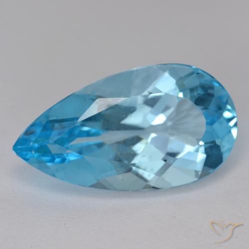 13.99ct Naturel Bleu Suisse Topaze, En forme de poire, VS-SI