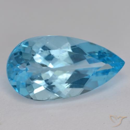 Topaze Bleu Suisse naturelle En forme de poire, 13.99 ct, VS-SI