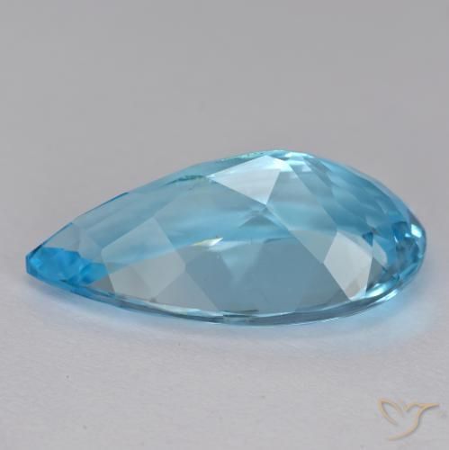 Topaze Bleu Suisse naturelle En forme de poire, 13.99 ct, VS-SI