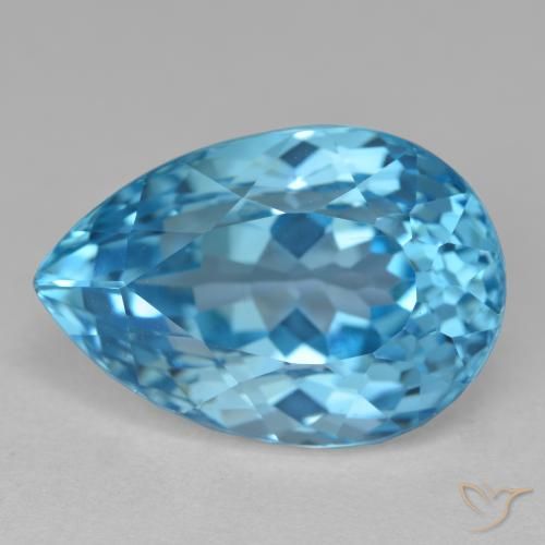 15.71ct Naturel Bleu Suisse Topaze, En forme de poire, VVS-VS