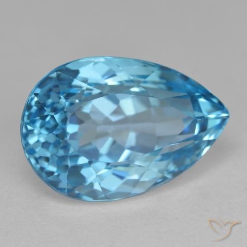 Topaze Bleu Suisse naturelle En forme de poire, 15.71 ct, VVS-VS