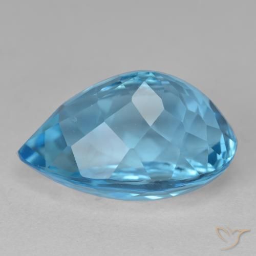 Topaze Bleu Suisse naturelle En forme de poire, 15.71 ct, VVS-VS