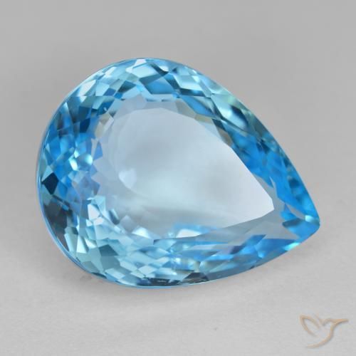 Topaze Bleu Suisse naturelle En forme de poire, 19.07 ct, VVS-VS