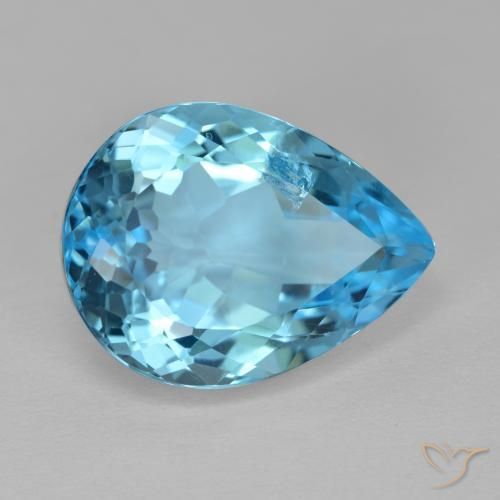 Topaze Bleu Suisse naturelle En forme de poire, 14.54 ct, VS-SI