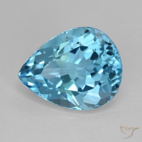 14.30ct Naturel Bleu Suisse Topaze, En forme de poire, VVS-VS