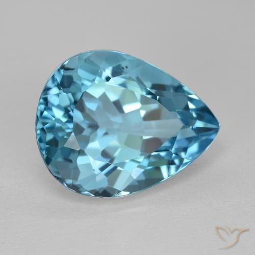 Topaze Bleu Suisse naturelle En forme de poire, 14.30 ct, VVS-VS