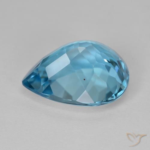 Topaze Bleu Suisse naturelle En forme de poire, 14.30 ct, VVS-VS