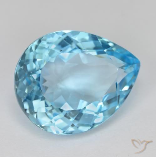 Topaze Bleu ciel naturelle En forme de poire, 16.84 ct, VVS-VS